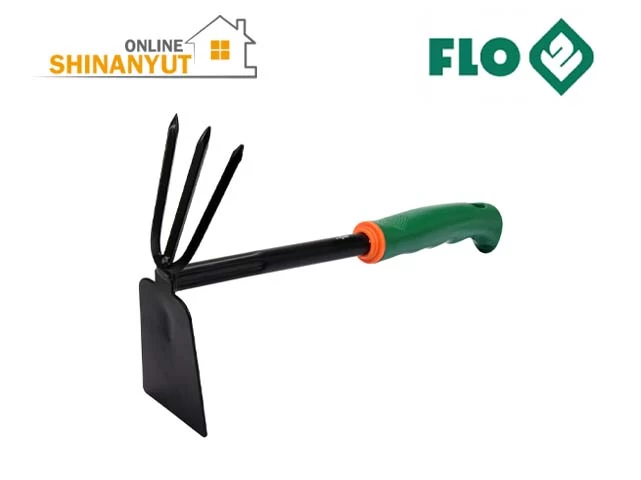 FLO 99037, այգեգործական խոփ  садовая мотыга  garden hoe   , ձեռքի մշակիչ  ручной культиватор  hand cultivator   , մոլախոտերի հեռացման գործիք  инструмент для прополки  weeding tool   , հողի փխրեցնող  разрыхлитель почвы  soil loosener   , այգեգործական գործիք  садовый инструмент  gardening tool  , 3 ատամնանի խոփ  мотыга с тремя зубьями  tine hoe   , այգեգործական ձեռքի գործիք  садовый ручной инструмент  garden hand tool