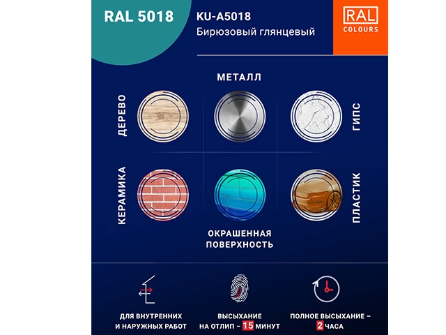Փչովի էմալ ակրիլային փիրուզագույն փայլուն KUDO KU-A5018