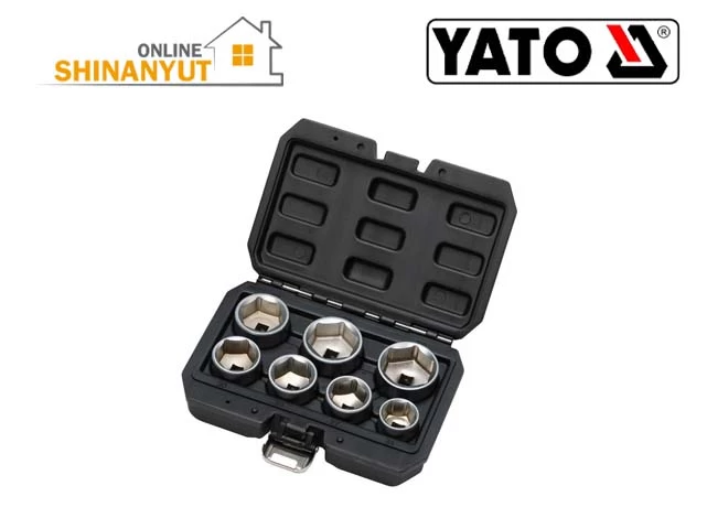 YATO YT-0598, յուղի զտիչի ադապտրների հավաքածու набор торцевых ключей для масляного фильтра oil filter socket set, յուղի զտիչների հեռացման գործիք ключ для снятия масляного фильтра oil filter cup wrench, CrV ադապտրների հավաքածու набор торцевых ключей socket set, 3/8 կրիչ привод drive, 27 մմ, 32 մմ, 36 մմ, 38 մմ, ավտոմոբիլային գործիքներ автомобильные инструменты automotive tools