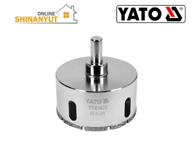 YATO YT-60433, 68 մմ ադամանդե հորատման գլխիկ  алмазное сверло  diamond drill bit   , ադամանդե անցքերի սղոց  алмазная корончатая пила  diamond hole saw   , ճենապակյա հորատման գլխիկ  сверло для фарфора  porcelain drill bit   , կերամիկական հորատման գլխիկ  сверло для керамики ceramic drill bit  , սալիկի անցքերի սղոց  корончатая пила для плитки  tile hole saw   , էլեկտրոլիզացված ադամանդե հորատ  гальванически осажденное алмазное сверло  electroplated diamond drill   , YATO գործիքներ  инструменты  tools