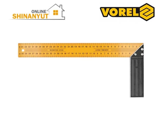 VOREL 18350, անկյուն քանոն угловая линейка angle ruler, 350 մմ անկյուն քանոն угловая линейка angle ruler, 45 աստիճան անկյունաչափ градусов транспортир degree protractor, չափման գործիք измерительный инструмент measuring tool, շինարարական գործիքներ строительные инструменты construction tools, ատաղձագործական գործիքներ столярные инструменты carpentry tools, մետրիկական սանդղակ метрическая шкала metric scale