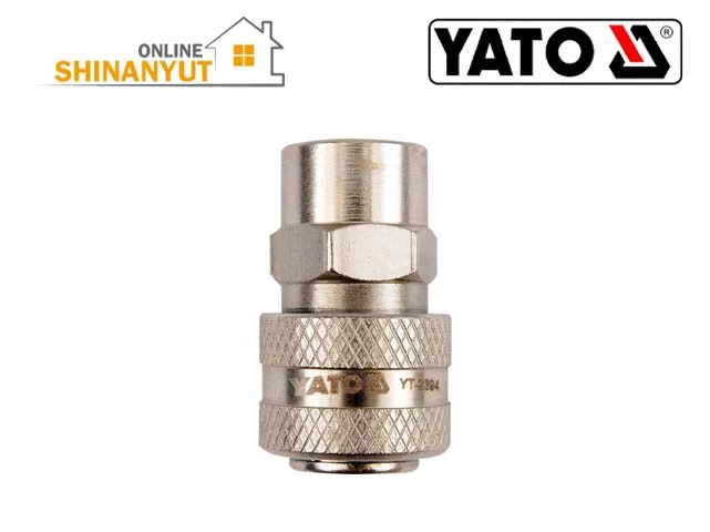 YATO YT-2394, պնևմատիկ ադապտեր  пневматический адаптер  pneumatic adapter, 3/8 F պտուտակ  внутренняя резьба  thread, 1/4 F արագ միացում  быстроразъемное соединение с внутренней резьбой  quick coupling, օդային կոմպրեսորի միացում  фитинг для воздушного компрессора  air compressor fitting, պնևմատիկ միակցիչ  пневматический соединитель  pneumatic connector, սեղմված օդի ադապտեր  адаптер для сжатого воздуха  compressed air adapter, արագ միացում  быстроразъемное соединение  quick coupler, YATO գործիքներ инструменты tools