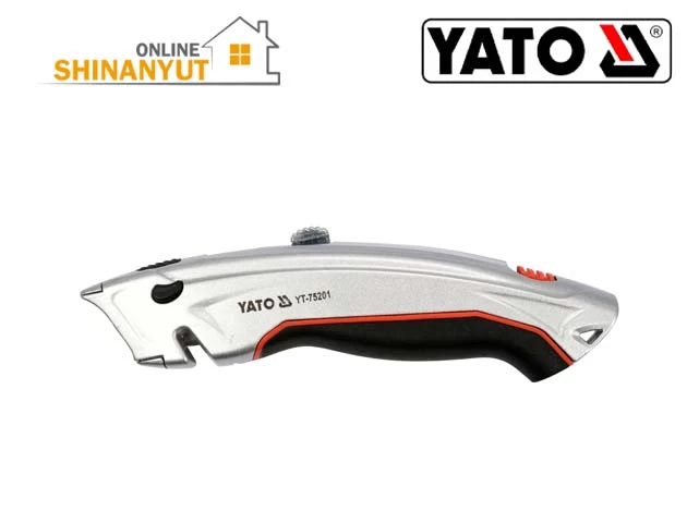 YATO YT-75201, գործնական դանակ универсальный нож utility knife, չոր պատի դանակ нож для гипсокартона drywall knife, SK5 շեղբ лезвие blade, ներքաշվող գործնական դանակ выдвижной универсальный нож retractable utility knife, անվտանգության դանակ безопасный нож safety knife, տուփերի կտրիչ канцелярский нож box cutter, պրոֆեսիոնալ կտրիչ профессиональный резак professional cutter, YATO գործիքներ инструменты tools, ծանր գործնական դանակ универсальный нож для тяжелых работ heavy duty utility knife