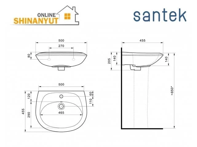 Լվացարան ԲՐԻԶ-55 Santek +պատվանդան