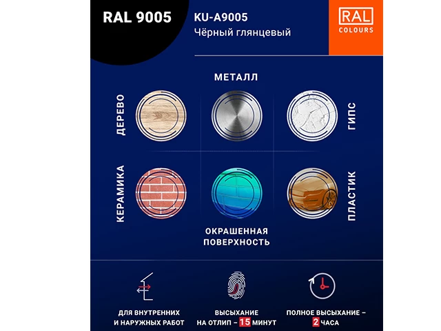 Փչովի էմալ ակրիլային սև անփայլ KUDO KU-A9005M