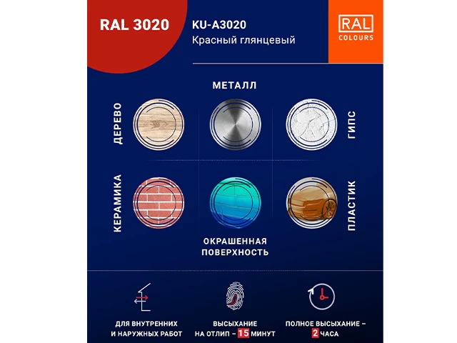 Փչովի էմալ ակրիլային կարմիր փայլուն KUDO KU-A3020