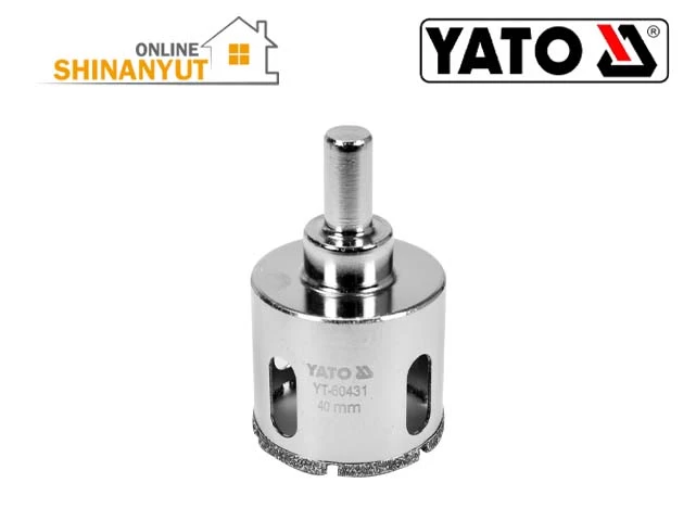 YATO YT-60431, 40 մմ ադամանդե հորատման գլխիկ  алмазное сверло  diamond drill bit   , ադամանդե անցքերի սղոց  алмазная корончатая пила  diamond hole saw   , ճենապակյա հորատման գլխիկ  сверло для фарфора  porcelain drill bit   , կերամիկական հորատման գլխիկ  сверло для керамики ceramic drill bit  , սալիկի անցքերի սղոց  корончатая пила для плитки  tile hole saw   , էլեկտրոլիզացված ադամանդե հորատ  гальванически осажденное алмазное сверло  electroplated diamond drill   , YATO գործիքներ  инструменты  tools