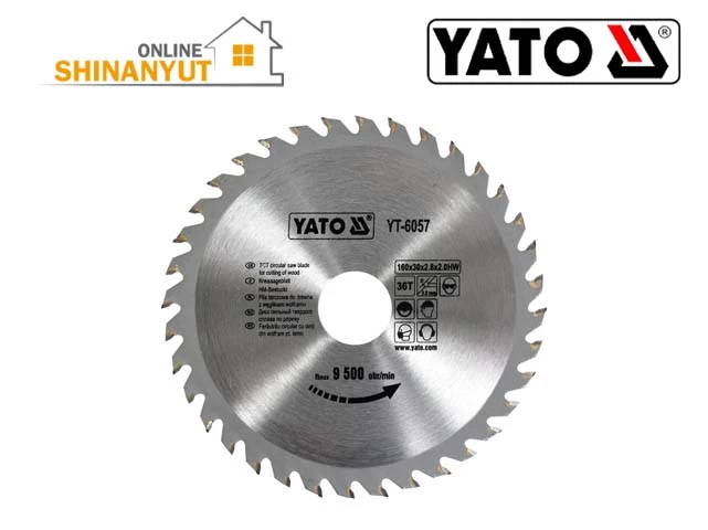 YATO YT-6057, շրջանաձև սղոցի շեղբ  дисковое пильное полотно  circular saw blade, TCT սղոցի շեղբ  твердосплавное пильное полотно  saw blade, 160 մմ սղոցի շեղբ  пильное полотно  saw blade, 36T շեղբ  полотно  blade   , փայտ կտրող շեղբ  пильное полотно для резки древесины  wood cutting blade, վոլֆրամի կարբիդային շեղբ  полотно из карбида вольфрама  tungsten carbide blade , YATO շեղբ  полотно  blade   , փայտամշակման շեղբ  пильное полотно для деревообработки  woodworking blade