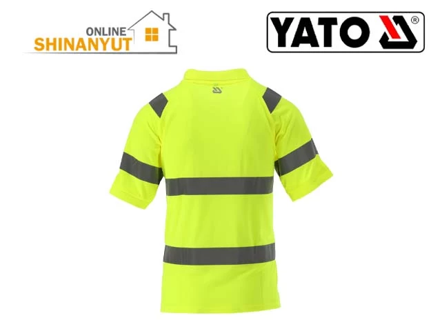 YATO YT-79412, անդրադարձնող շապիկ  светоотражающая футболка reflective t-shirt, պոլո շապիկ поло polo shirt, բարձր տեսանելիության հագուստ одежда повышенной видимости  high visibility clothing, աշխատանքային հագուստ рабочая одежда workwear, անվտանգության շապիկ защитная футболка  safety t-shirt, աշխատանքային համազգեստ  рабочая униформа  work uniform, ֆլուորեսցենտ դեղին շապիկ флуоресцентная желтая  fluorescent yellow t-shirt   футболка
