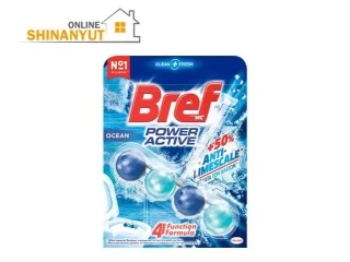 Bref Power Active, Ocean Breeze, զուգարանակոնքի եզրերի համար նախատեսված միջոց  средство для заделки ободка унитаза  toilet rim block, զուգարանակոնքի մաքրող միջոց  очиститель для унитаза toilet cleaner, զուգարանակոնքի թարմացնող միջոց  освежитель для унитаза toilet freshener, զուգարանակոնքի մաքրող միջոց  средство для чистки унитаза WC cleaner, կրաքարի կուտակումից պաշտպանություն  защита от известкового налета  limescale protection, 50 գ, Bref 9000101820454