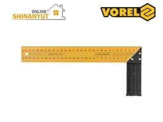 VOREL 18300, անկյունային քանոն, պողպատե քանոն, 300 մմ քանոն, ատաղձագործական անկյունակ, շինարարական չափիչ գործիք, ալյումինե հենակով քանոն, չափիչ գործիքներ VOREL 18300, столярный угольник, угольник 300 мм, строительный угольник, измерительный инструмент, угольник с алюминиевой ножкой, стальной угольник, инструменты для столярных работ VOREL 18300, carpenter’s square, 300 mm square ruler, construction square, measuring tool, aluminium stock square, hardened steel square, woodworking measuring tool
