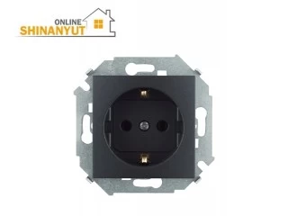 Վարդակ 1 տեղ հողանցումով սև SIMON15 1591432